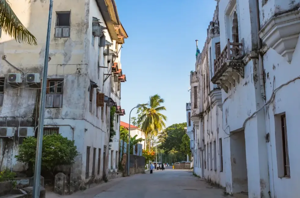 Historic streets and coral-stone buildings in Stone Town, Zanzibar